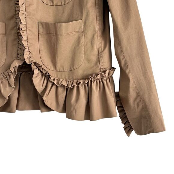 J Crew Tan Ruffle Chino Cropped Blazer | Size 2 - Picture 5 of 12
